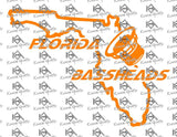 12" Florida Basshead decal (16.5"wide x 12"high)